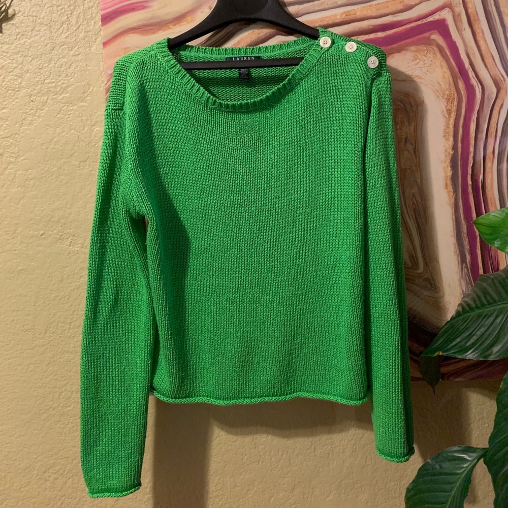 Ralph Lauren lime green long sleeve knit sweater L